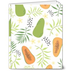 Seamless Tropical Pattern With Papaya 8  X 10  Hardcover Notebook