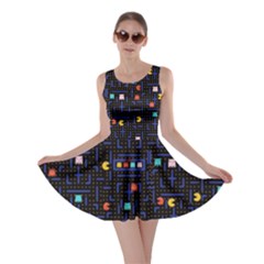 Maze Cartoon Black Fun Skater Dress