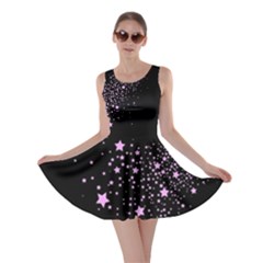 Cute Violet Stars Black Night Double Sided Skater Dress