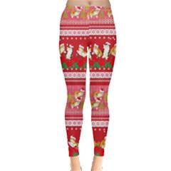 Aztec Pink Cute Kitty Cat Long Leggings
