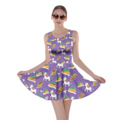 Cartoon Unicorn Style Amethyst Rainbow Poo Skater Dress