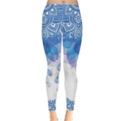 Floral Chevron Blue Aztec Leggings 