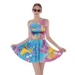 Rainbow Love Roller Blade Print Double Sided Skater Dress