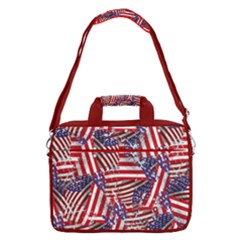 Usa Flag Design Red Blue Water 16  Shoulder Laptop Bag 
