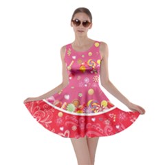 Afternoon Tea Red Lollipop Candy Macaroon Cupcake Donut Skater Dress