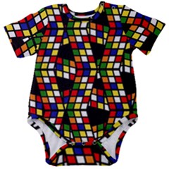 Graphic Pattern Rubiks Cube Baby Short Sleeve Bodysuit