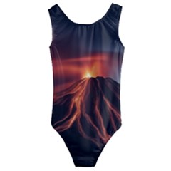 Volcanic Eruption Kids  Cut-out Back One Piece Swimsuit