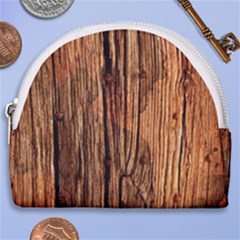Brown Wooden Texture Horseshoe Style Canvas Pouch