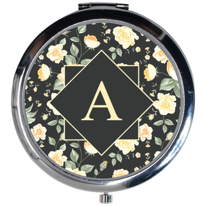 Personalized Initial Flower Mini Round Mirror Mini Round Mirror