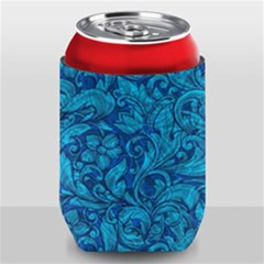 Blue Floral Pattern Texture, Floral Ornaments Texture Can Holder