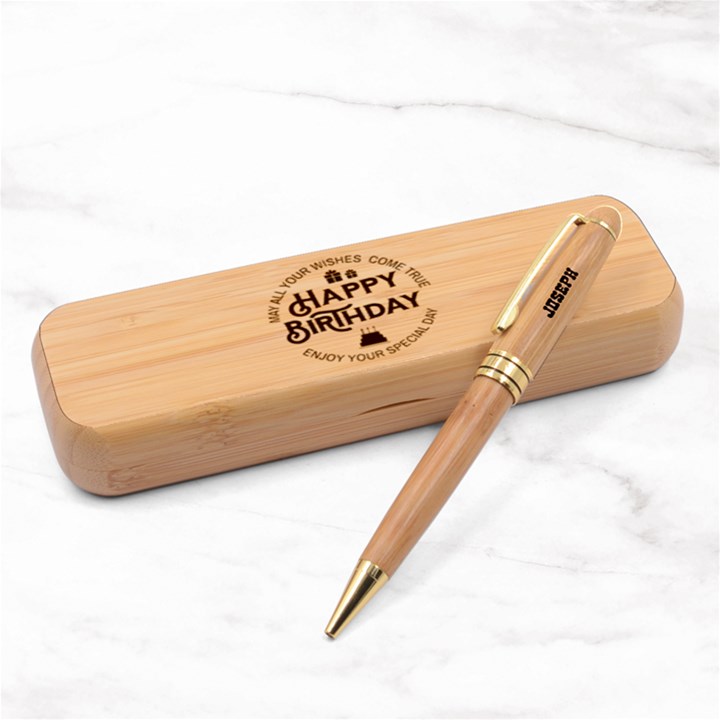 Personalized Happy Birthday Alderwood Pen Set