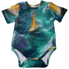 Silk Waves Abstract Baby Short Sleeve Bodysuit