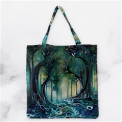 Trees Forest Mystical Forest Background Landscape Nature Grocery Tote Bag
