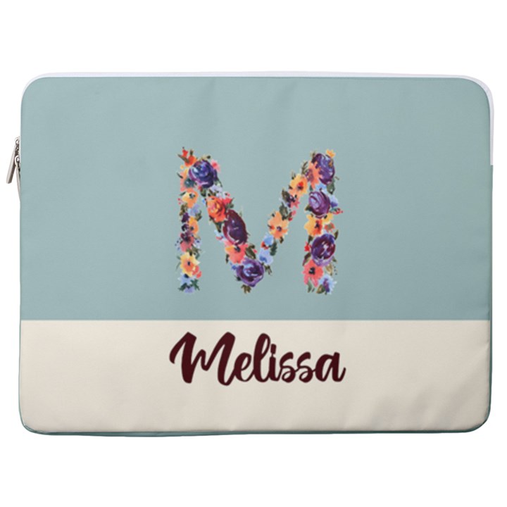Personalized Initial Name Laptop Sleeve Case with Pocket 17  Vertical Laptop Sleeve Case With Pocket