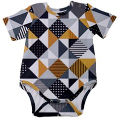 Pattern Tile Squares Triangles Seamless Geometry Baby Short Sleeve Bodysuit