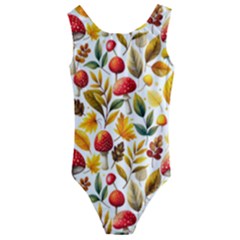 Mushroom Autumn Fall Kids  Cut-out Back One Piece Swimsuit