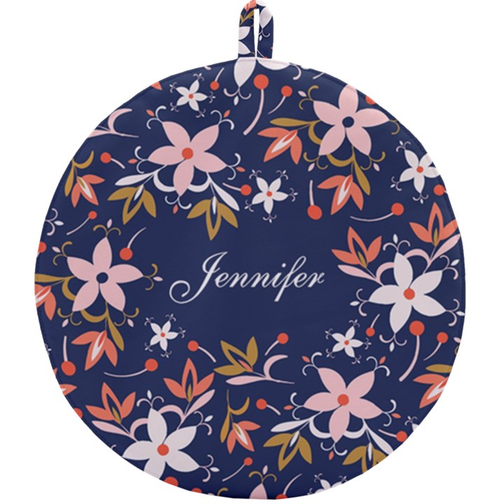 Personalized Floral Pattern Name Round Trivet Round Trivet