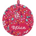 Personalized Spring Bird Floral Pattern Name Round Trivet Round Trivet View2