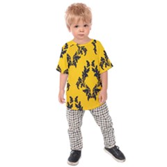 Yellow Regal Filagree Pattern Kids  Raglan T-shirt