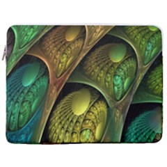 Psytrance Abstract Colored Pattern Feather 17  Vertical Laptop Sleeve Case With Pocket