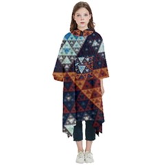 Fractal Triangle Geometric Abstract Pattern Kids  Hooded Rain Ponchos