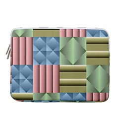 Patchwork Tile Pattern Mosaic 14  Vertical Laptop Sleeve Case With Pocket