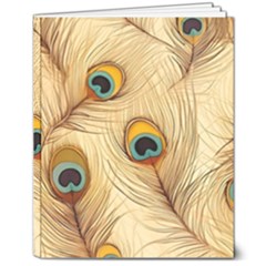 Vintage Peacock Feather Peacock Feather Pattern Background Nature Bird Nature 8  X 10  Hardcover Notebook