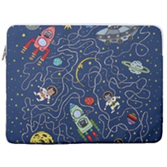 Cat Space Astronaut Rocket Maze 17  Vertical Laptop Sleeve Case With Pocket
