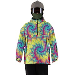 Fractal Spiral Abstract Background Vortex Yellow Men s Ski And Snowboard Waterproof Breathable Jacket