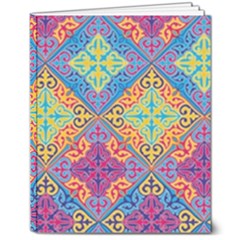 Colorful Flora Flora Kazakh Pattern 8  X 10  Hardcover Notebook