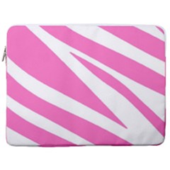 White Pink Stripes, Pattern 17  Vertical Laptop Sleeve Case With Pocket
