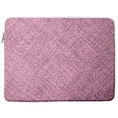 Pink Fabric Texture, Knitted Pink Texture, 17  Vertical Laptop Sleeve Case With Pocket