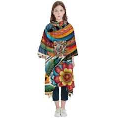 Madhubani Art A Kids  Hooded Rain Ponchos