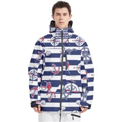 Seamless Marine Pattern Men s Multi Pockets Zip Ski And Snowboard Waterproof Breathable Jacket