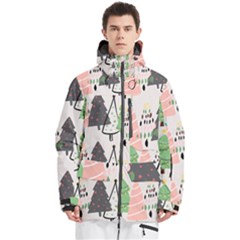 Christmas Trees Icons Men s Multi Pockets Zip Ski And Snowboard Waterproof Breathable Jacket