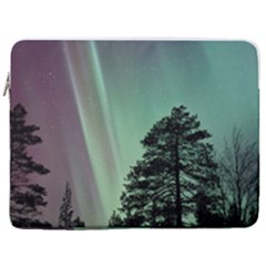 Silhouette Of Aurora Borealis 17  Vertical Laptop Sleeve Case With Pocket