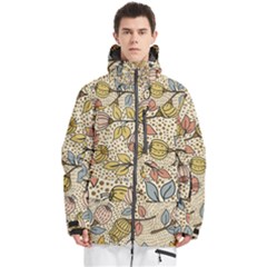 Seamless Pattern With Flower Bird Men s Multi Pockets Zip Ski And Snowboard Waterproof Breathable Jacket