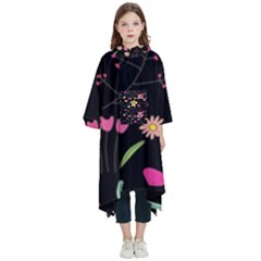 Foliage Pattern, Adorable Beautiful Kids  Hooded Rain Ponchos