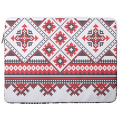 Retro Knitting Patterns Seamless 17  Vertical Laptop Sleeve Case With Pocket