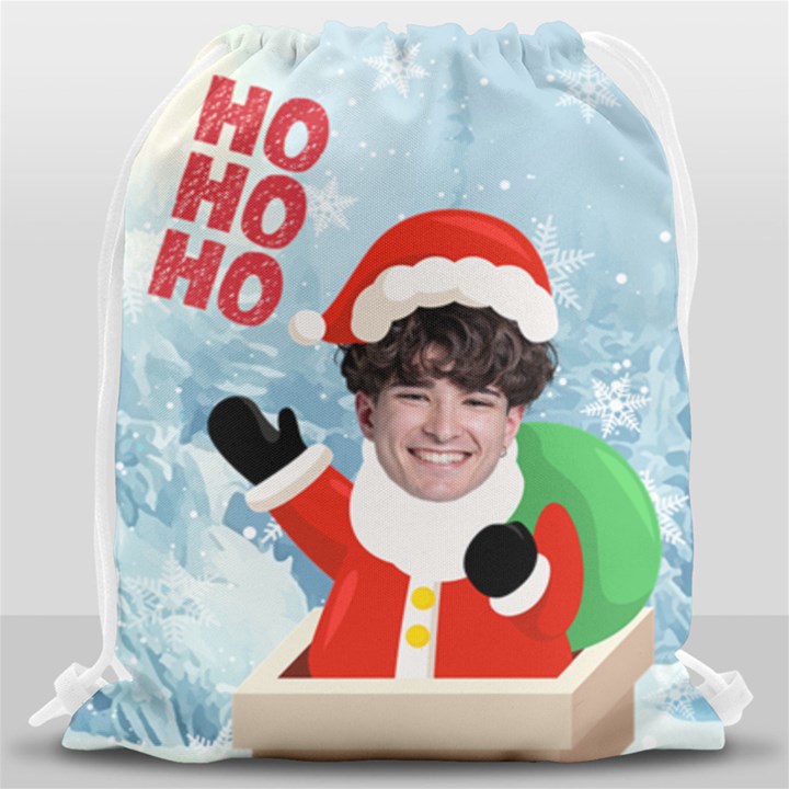 Personalized Photo Any Text Xmas Santa Claus Drawstring Bag Drawstring Bag (Large)