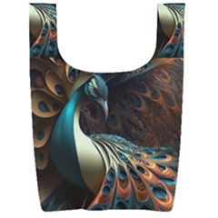 Colorful Peacock Bird Feathers Foldable Shopping Bag