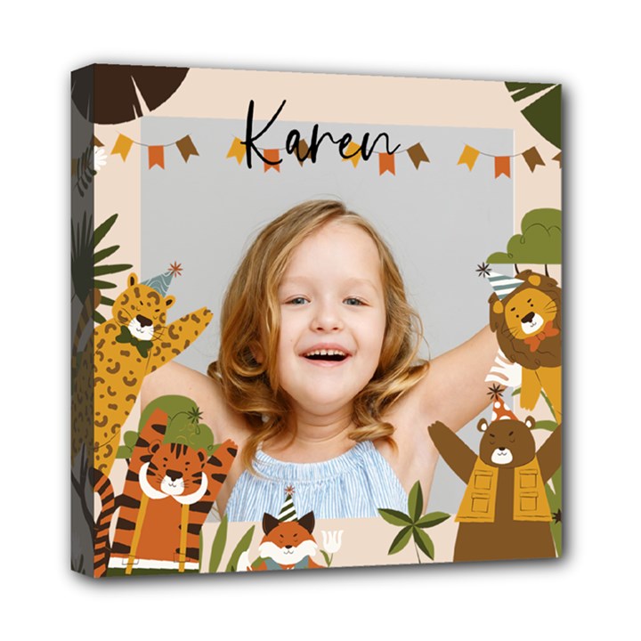 Personalized Photo Any Text Name Animals Illustration Canvas 8  x 8  Mini Canvas 8  x 8  (Stretched)