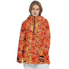 Carved Pumpkin Faces Women s Pullover Zip Ski And Snowboard Waterproof Breathable Jacket