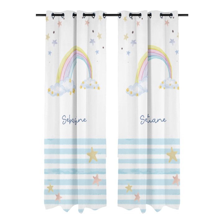 Personalized Name Any Text Rainbow Watercolor Window Curtain  Window Curtain (Large 96 )