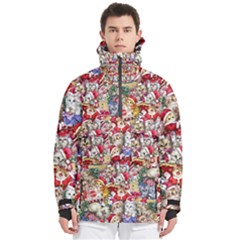 Pattern Kitten Christmas Men s Pullover Zip Ski And Snowboard Waterproof Breathable Jacket
