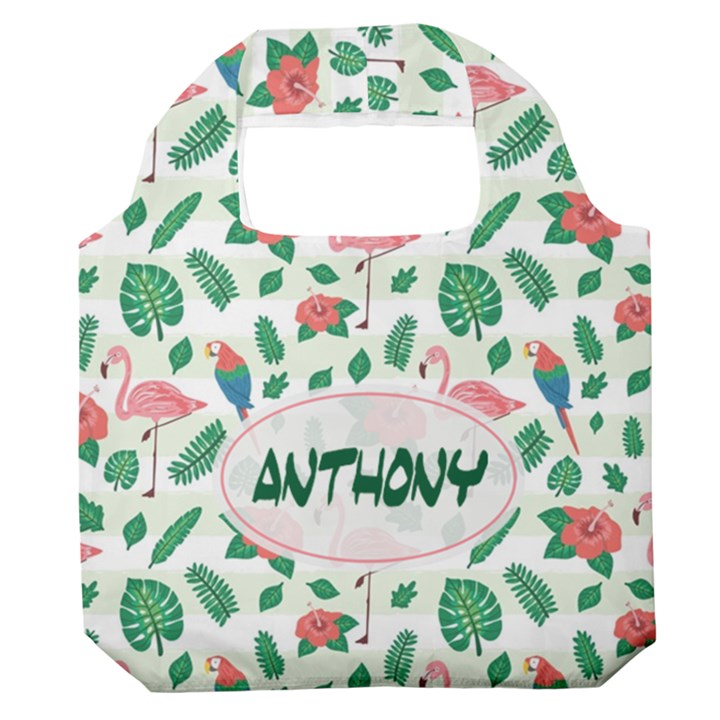 Personalized Tropical Summer Name Any Text Premium Foldable Grocery Recycle Bag Premium Foldable Grocery Recycle Bag