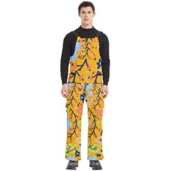 Floral Pattern Beautiful Aesthetic Men s Side Zip Front Pouch Ski And Snowboard Bib Pants	