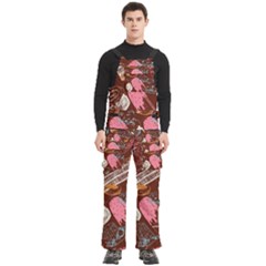 Sweet Food Seamless Pattern Men s Side Zip Front Pouch Ski And Snowboard Bib Pants	