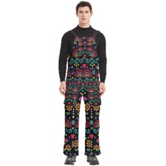 Mexican Folk Art Seamless Pattern Colorful Men s Side Zip Front Pouch Ski And Snowboard Bib Pants	
