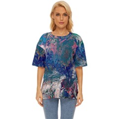 Blue Feathers And Flames Oversized Basic T-shirt